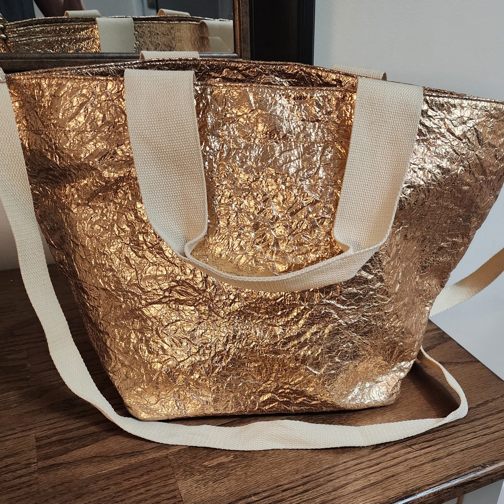 Monserat De Lucca Metallic Rose Gold Tote with matching Tablet Case